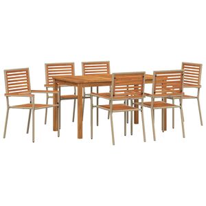 vidaXL Tuin eettafelset 7 st Beige Massief Acaciahout