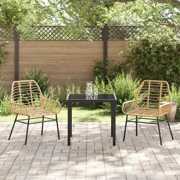vidaXL Tuin Eetset 3 pcs Bruin poly rattan