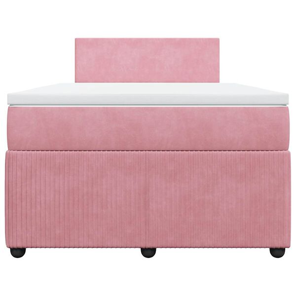 vidaXL Boxspring met matras fluweel roze 120x190 cm