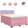 vidaXL Boxspring met matras fluweel roze 140x190 cm
