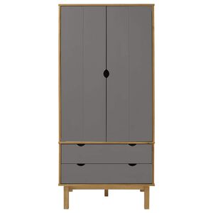 vidaXL Kledingkast OTTA 76,5x53x172 cm grenenhout bruin en grijs