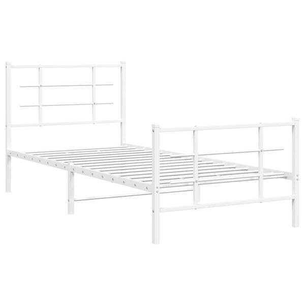 vidaXL Bedframe met hoofd- en voeteneinde metaal wit 90x200 cm