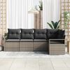 vidaXL Tuin Sofa Set 5 pcs Grijs Poly Rattan en Poedergecoat Staal