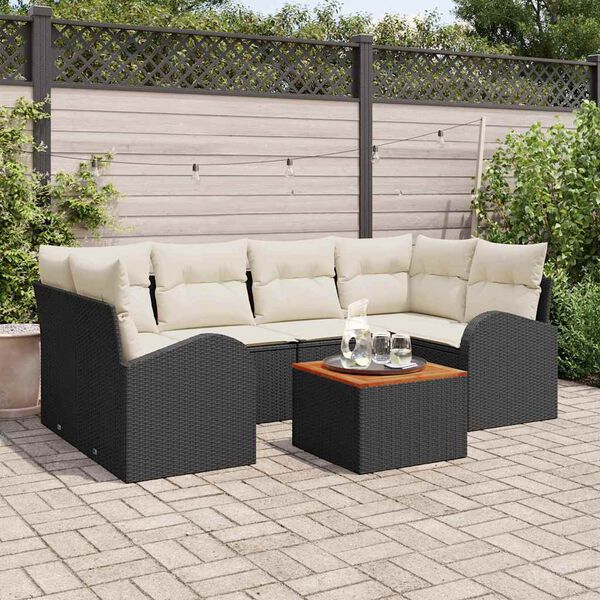 vidaXL Tuin Sofa Set 7 pcs Zwart en wit