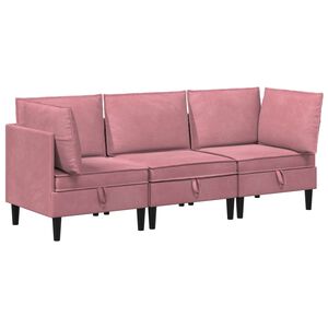vidaXL Woonkamer Meubelset 3 st Roze Fluweel