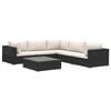 vidaXL 6-delige Loungeset met kussens poly rattan zwart