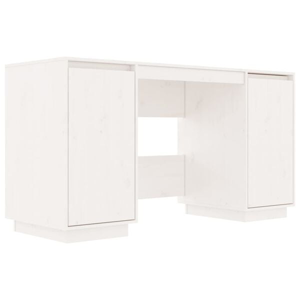 vidaXL Bureau 140x50x75 cm massief grenenhout wit