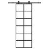 vidaXL Schuifdeur met beslagset 76x205 cm ESG glas zwart
