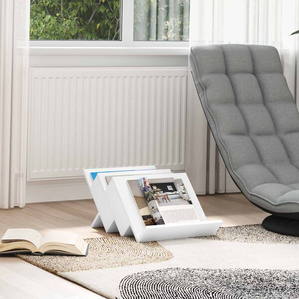 vidaXL Tijdschrift Rek met plank Wit 53 x 40 x 28.5 cm Bewerkt hout