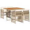 vidaXL 5-delige Tuinset met kussens poly rattan beige