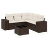 vidaXL 6-delige Loungeset met kussens poly rattan bruin