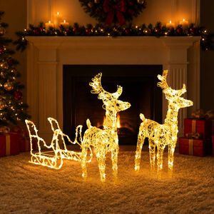vidaXL Kerstversiering rendieren en slee 160 LED's 130 cm acryl
