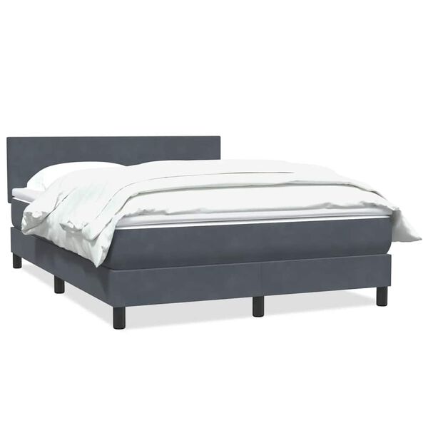 vidaXL Boxspring met matras fluweel donkergrijs 140x210 cm