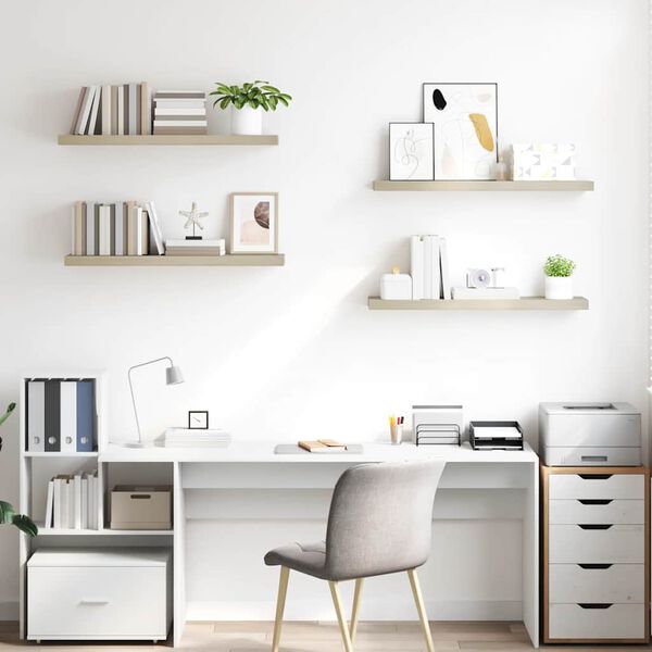 vidaXL Wandschappen zwevend 4 st 90x23,5x3,8 cm MDF eikenkleurig