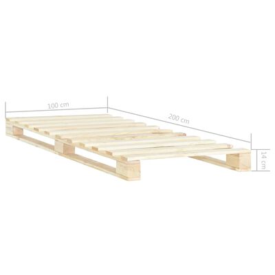 vidaXL Bedframe pallet massief grenenhout 100x200 cm