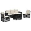 vidaXL Tuinbankenset 6 st Zwart en Cream Wit poly rattan