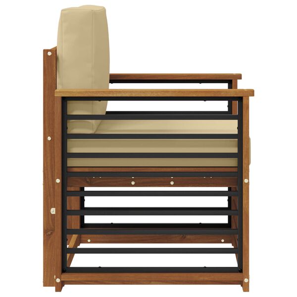 vidaXL Buiten bankenset Massief Acaciahout en Polyester Naturel