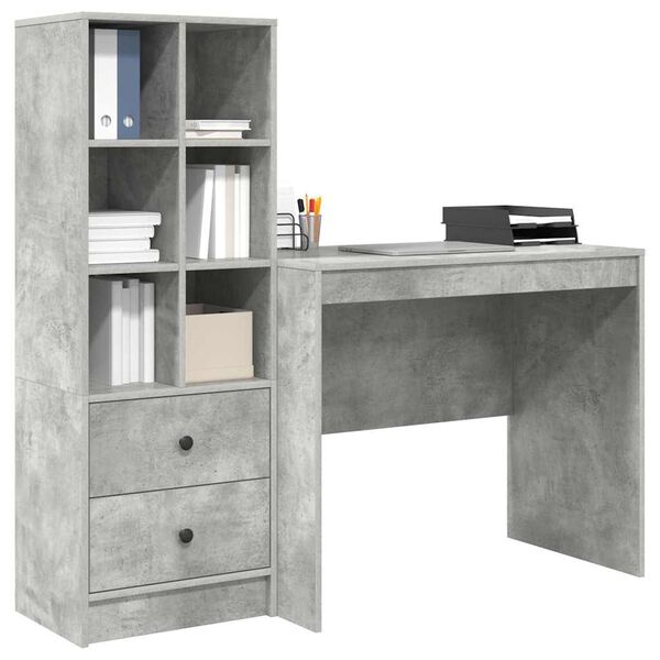 vidaXL Bureau met lade 2 pcs Beton Grijs