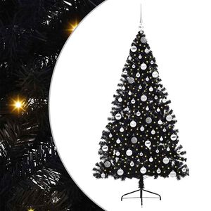 vidaXL Kunstmatig Voorverlicht Kerstboom met 300 LED Zwart 180 cm PVC