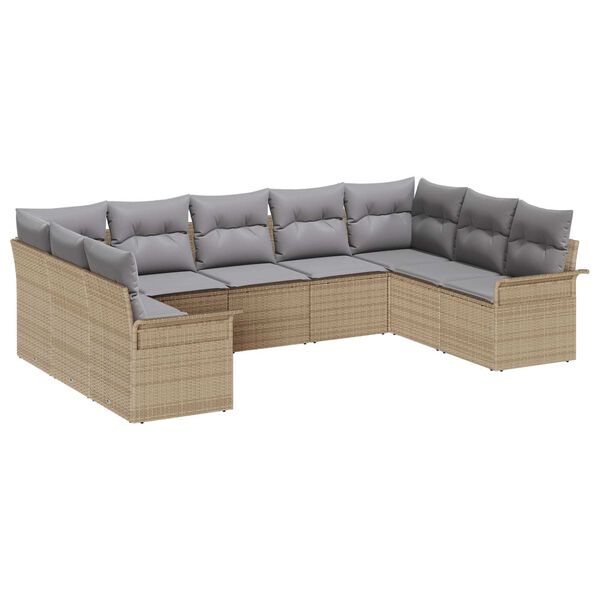 vidaXL Tuinbankenset met kussen Beige poly rattan