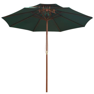 vidaXl Dubbeldekker parasol 270x270 cm houten paal groen