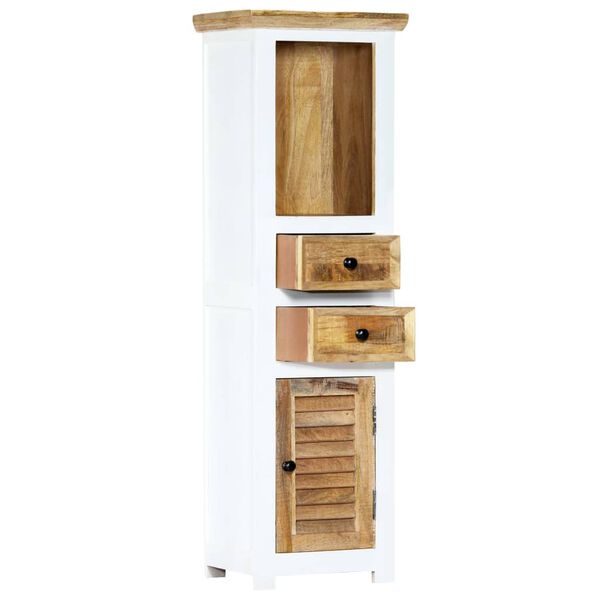 vidaXL Hoge kast 40x30x128 cm massief ruw mangohout wit en bruin
