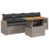 vidaXL 5-delige Loungeset met kussens poly rattan grijs