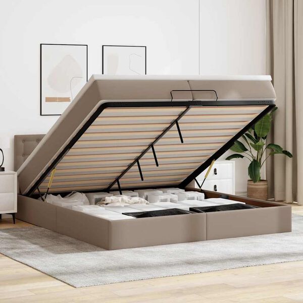 vidaXL Ottoman bed met matrassen en LED's 200x200cm kunstleer