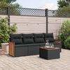 vidaXL 5-delige Loungeset met kussens poly rattan zwart