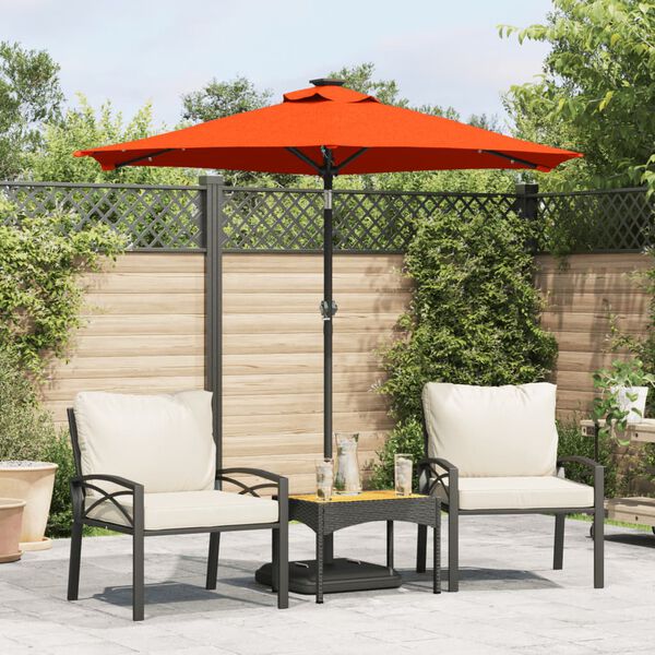 vidaXL Parasol met LED's en stalen paal 225x225x212 cm terracotta