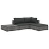 vidaXL 4-delige Loungeset met kussens poly rattan grijs