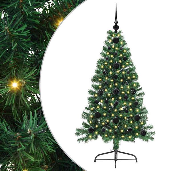 vidaXL Kunstmatig Voorverlicht Kerstboom met 150 LED Groen 120 cm PVC