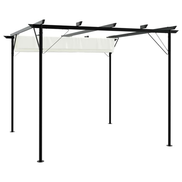 vidaXL Pergola met uitschuifbaar dak 3x3 m staal crémewit