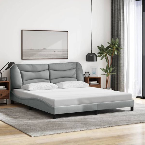 vidaXL Bedframe zonder matras "Hvar" stof lichtgrijs 180x200 cm