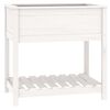 vidaXL Plantenbak met schap 82,5x54x81 cm massief grenenhout wit