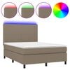vidaXL Boxspring met matras en LED stof taupe 140x190 cm