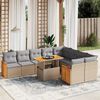 vidaXL 10-delige Loungeset met kussens poly rattan beige