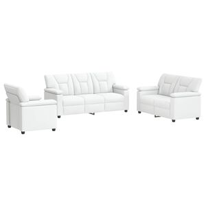 vidaXL Bankstel 3 pcs Wit Kunstleer