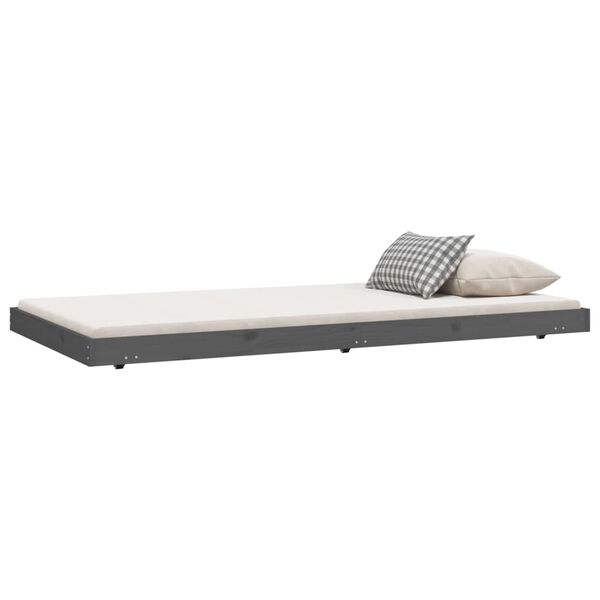vidaXL Bedframe massief grenenhout grijs 80x200 cm