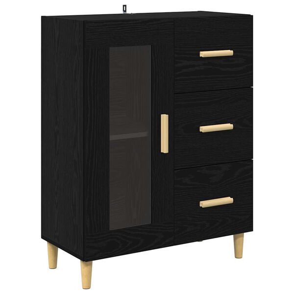 vidaXL Dressoir met lade Zwart Eiken 69,5 x 34 x 90 cm Bewerkt hout