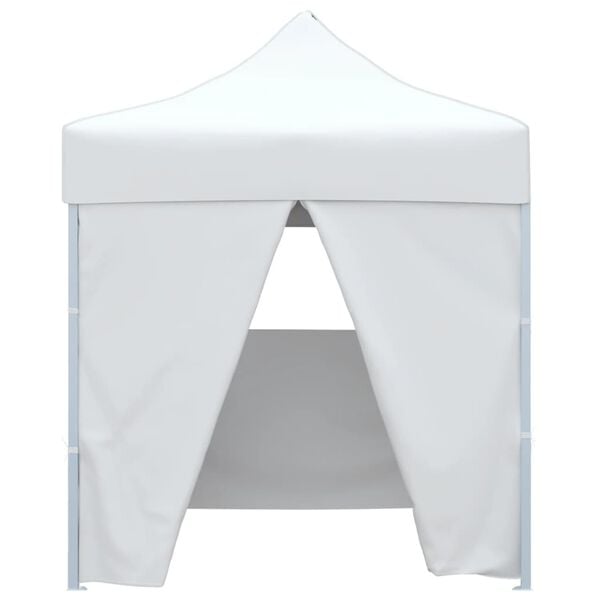 vidaXL Partytent met 4 zijwanden inklapbaar 2x2 m staal wit