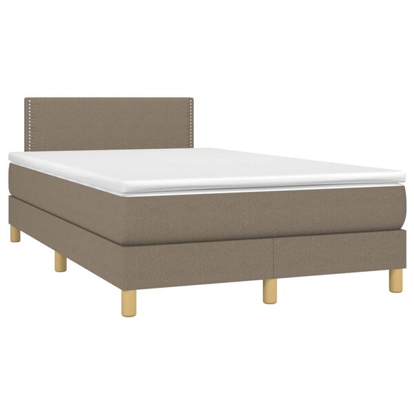vidaXL Boxspring met matras en LED stof taupe 120x200 cm