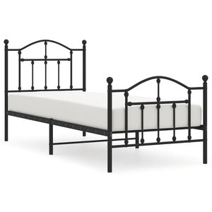 vidaXL Bedframe met hoofd- en voeteneinde metaal zwart 80x200 cm