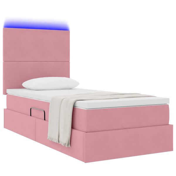 vidaXL Opbergbed met LED met matras met LED Roze 90 x 200 cm Fluweel