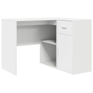 vidaXL Hoekbureau met lade met plank met opslag Wit 102 x 88 x 75 cm