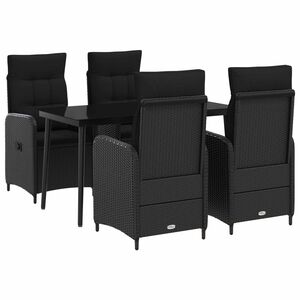 vidaXL Bank tafel set 5 st Zwart PE Rattan en Poeder-Coated Staal