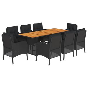 vidaXL 9-delige Tuinset poly rattan zwart