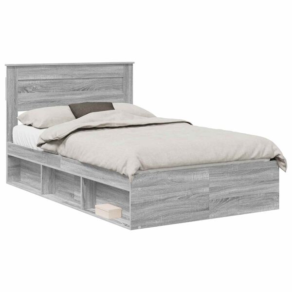 vidaXL Bedframe Grijs Sonoma 120 x 200 cm Massief grenenhout