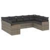 vidaXL 9-delige Loungeset met kussens poly rattan grijs