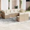 vidaXL 9-delige Loungeset met kussens poly rattan beige